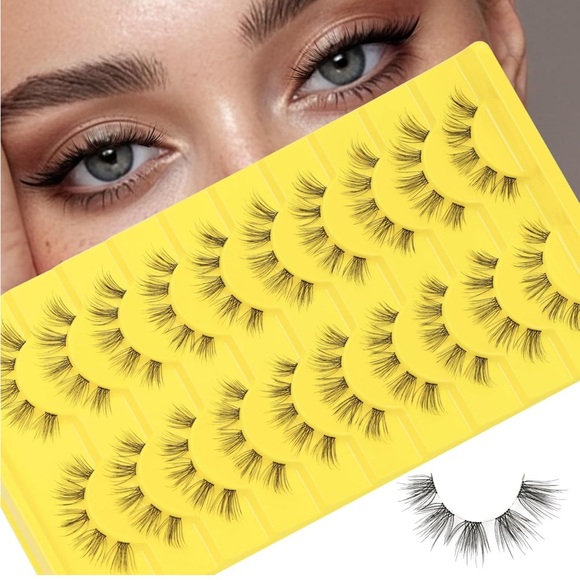 Wispy False Eyelashes 14mm Handmade Eyelashes Natural Look Fluffy Cat Eye Wispy - Picture 1 of 4